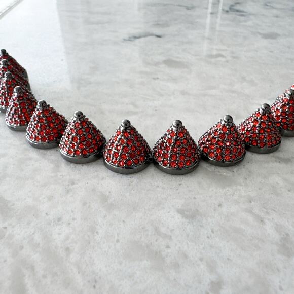 Eddie Borgo Cone Bracelet Sterling Silver Red Crystal Statement Jewelry - Picture 4 of 9